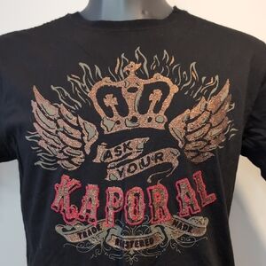 Y2K Kaporal Black Wings Crown Graphic T Shirt